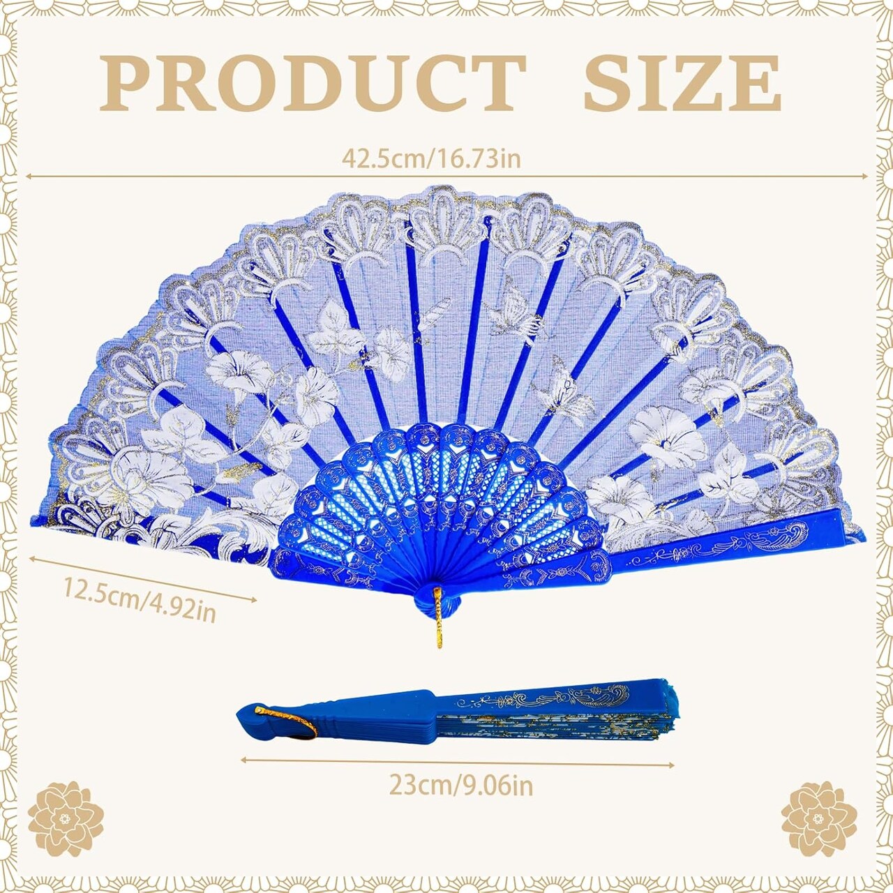 10 Pack Folding Fans – Handheld Spanish Style Fans,Bulk Hand Fans for Wedding, Tea Party, Dance